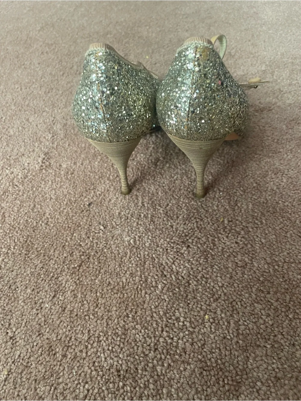 Miu Miu Glitter Peep-Toe Mary Jane Women's Shoes - Gold